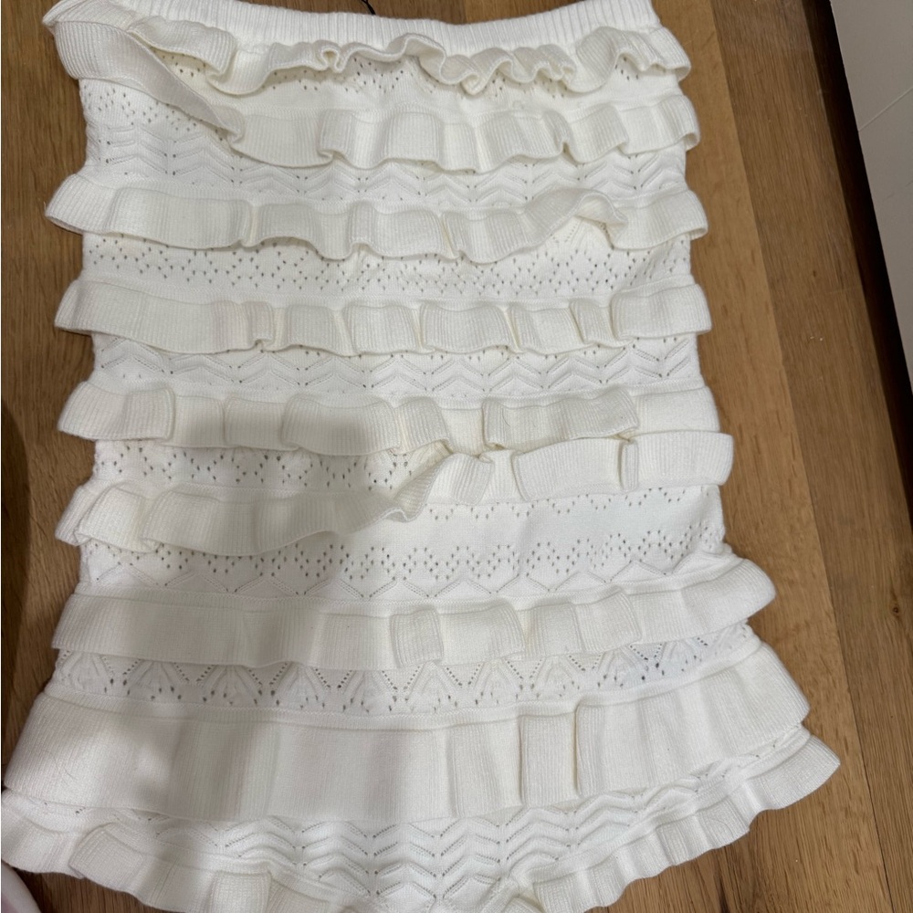 Edikted White Bubble Mini Skirt with Ruffles